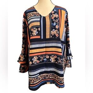 Elegant Multicolor Patterned Blouse